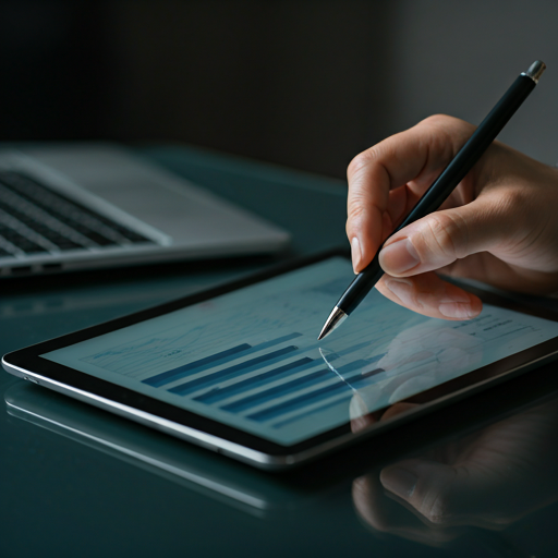 Business analysis taking place on a tablet